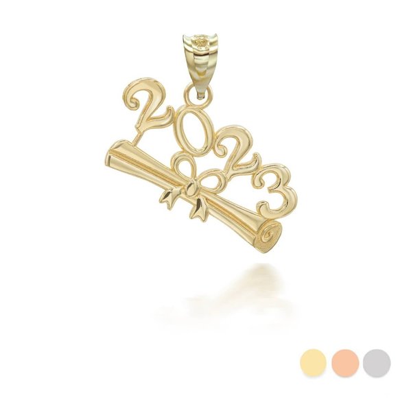 14K Solid Gold Class of 2023 Graduation Diploma Pendant charm,All Products : American Fashion Style Bags On Sale